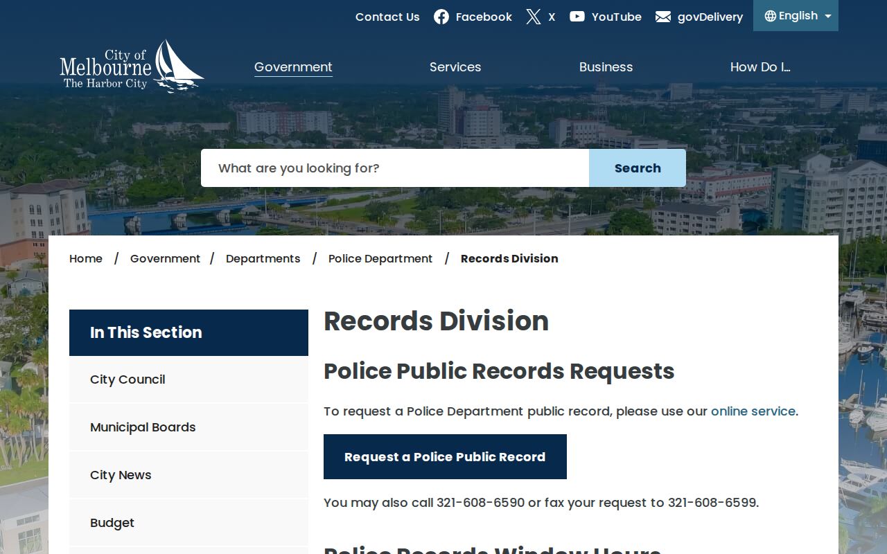 Melbourne Police records page for Melbourne recent arrest reports